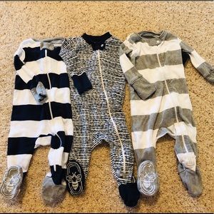 Navy, white, gray onesies